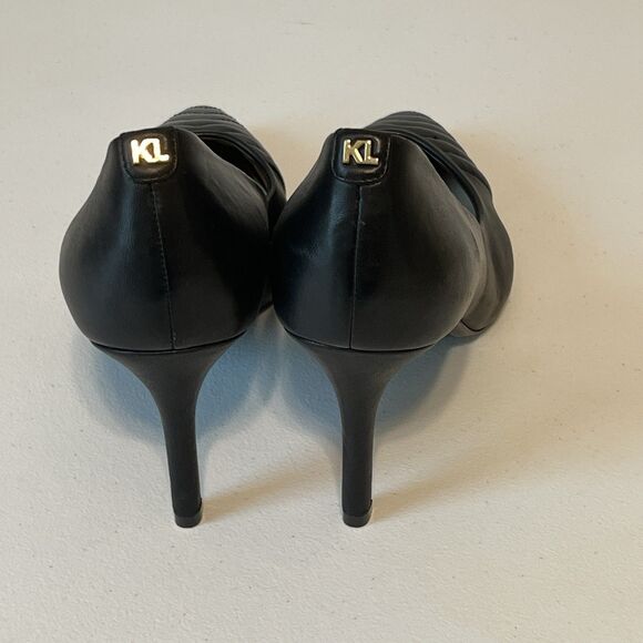 Karl Lagerfeld Paris LEATHER ROULLE 3.5" HEELS PUMPS SHOES - Picture 4 of 13